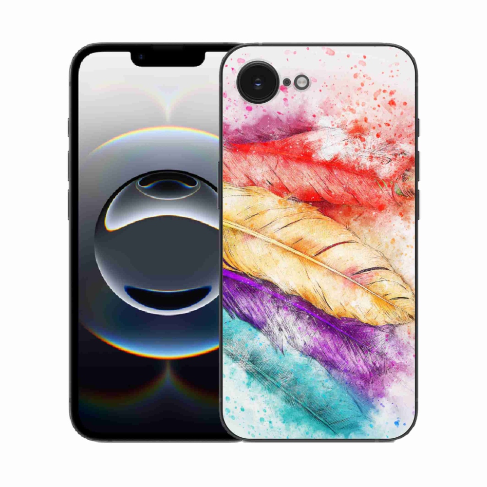 Gelový kryt mmCase na iPhone 16e - barevné peří