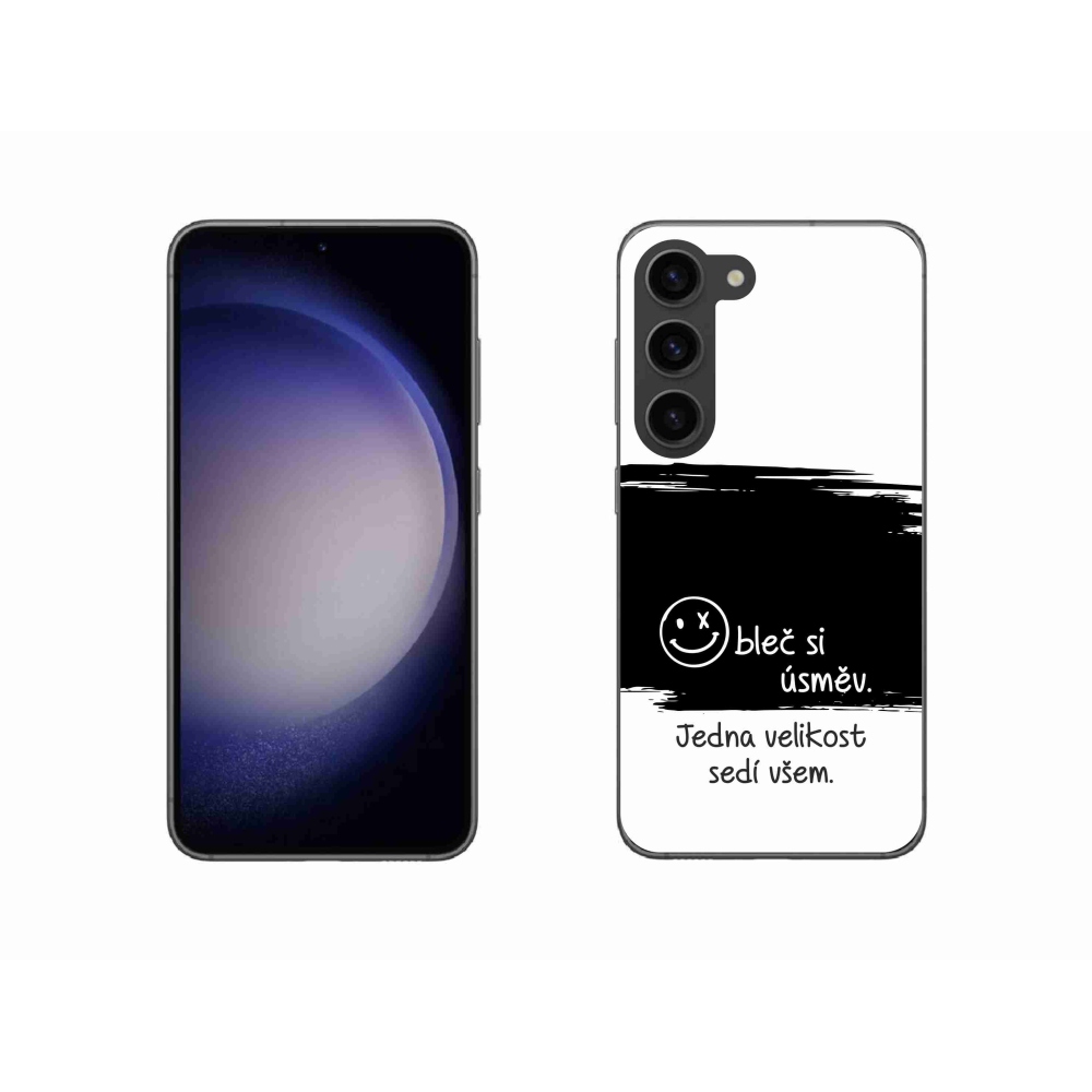 Gelový kryt mmCase na Samsung Galaxy S23 5G - vtipný text 8 černobílé pozadí