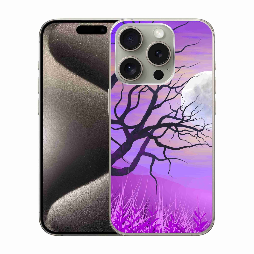 Gelový obal mmCase na iPhone 15 Pro - kreslený opadaný strom