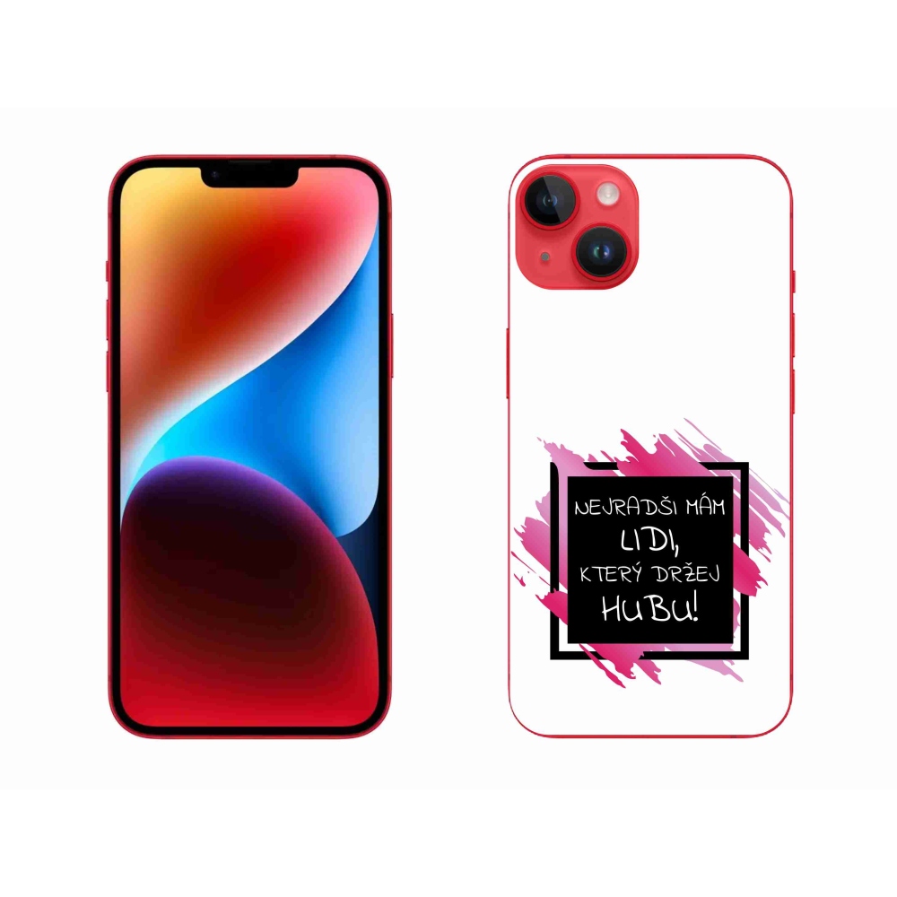 Gelový kryt mmCase na iPhone 14 Plus - vtipný text 7 černobílé pozadí