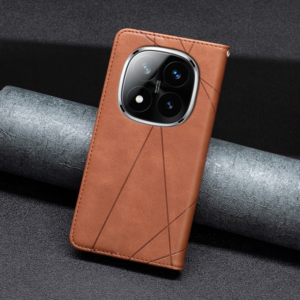 Triangle knížkové pouzdro na Xiaomi Redmi Note 14 Pro - hnědé