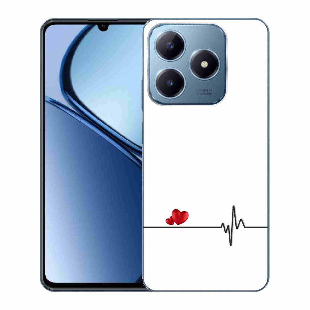 Gelový kryt mmCase na Realme C63 - srdce a tep bílé pozadí