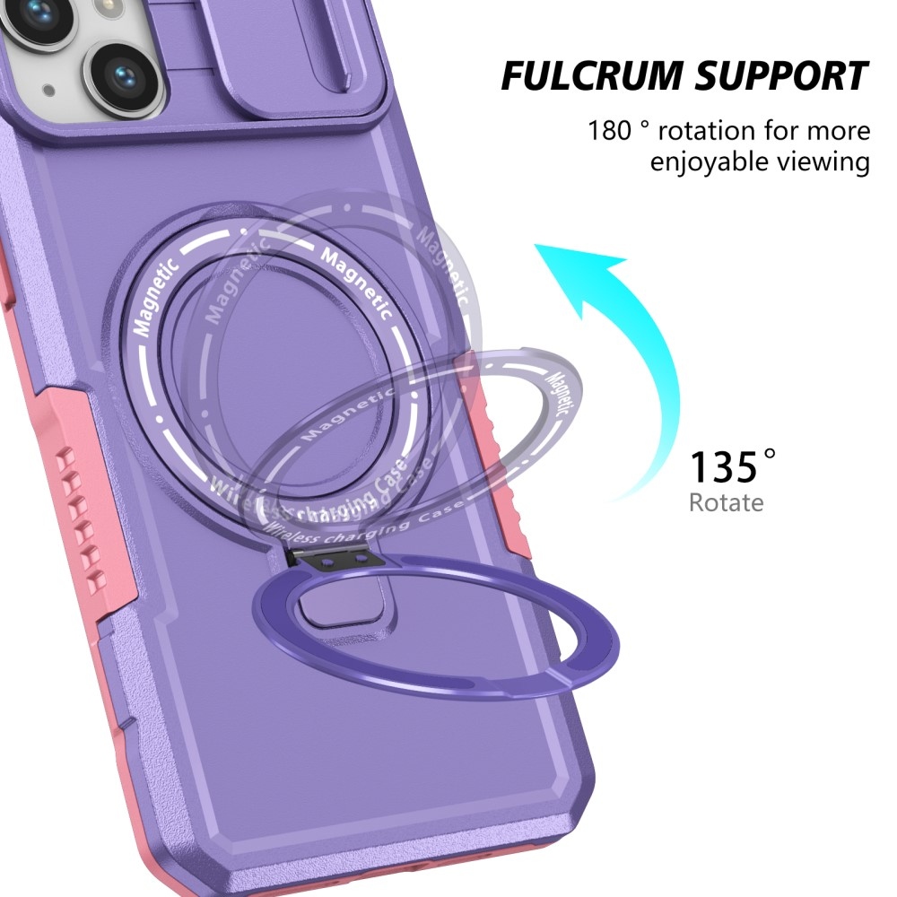 Fulcrum odolný kryt s ochranou fotoaparátu a s MagSafe na iPhone 14 - růžový/fialový