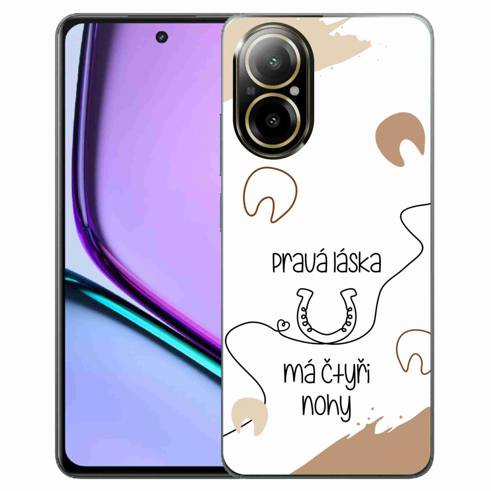Gelový kryt mmCase na Realme C67 - koňský motiv bílé pozadí