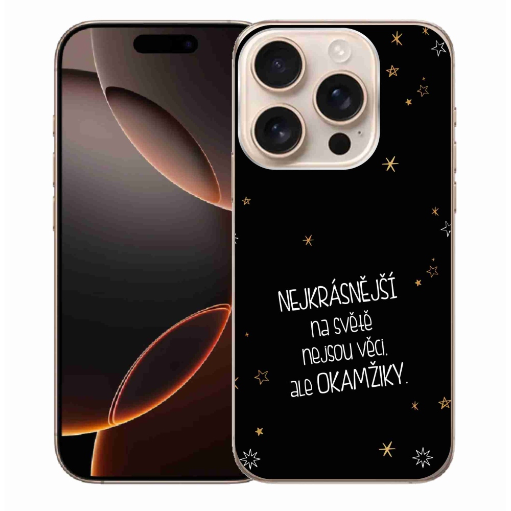 Gelový kryt mmCase na iPhone 16 Pro Max - citát 4 černé pozadí