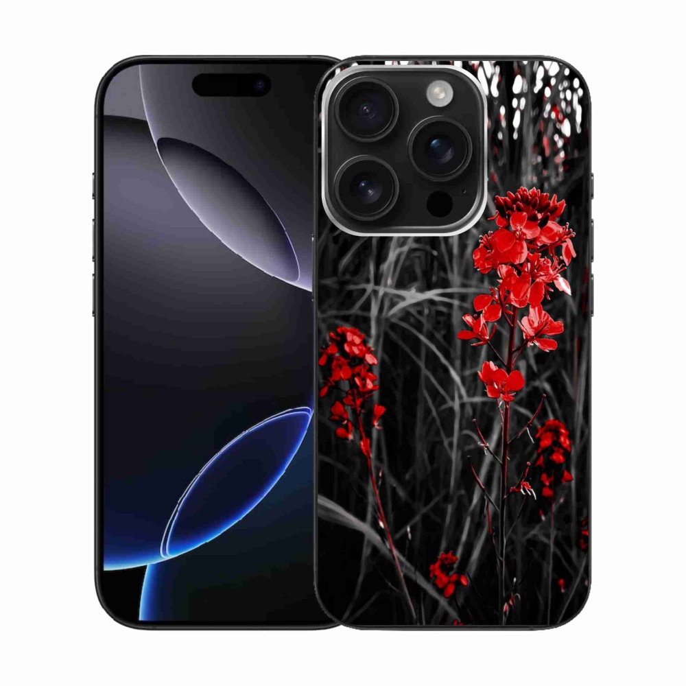 Gelový kryt mmCase na iPhone 16 Pro - červená rostlina