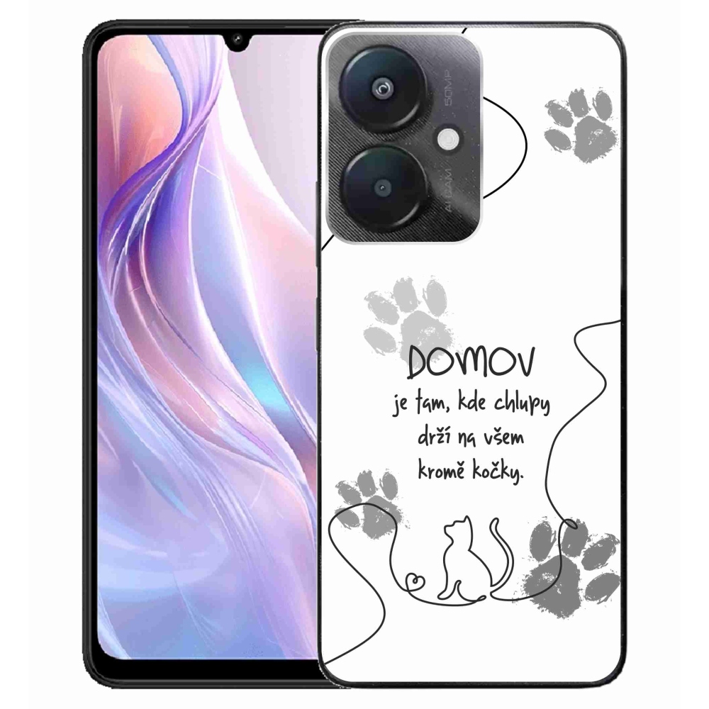 Gelový kryt mmCase na Xiaomi Redmi 13C 5G  - kočičí motiv bílé pozadí