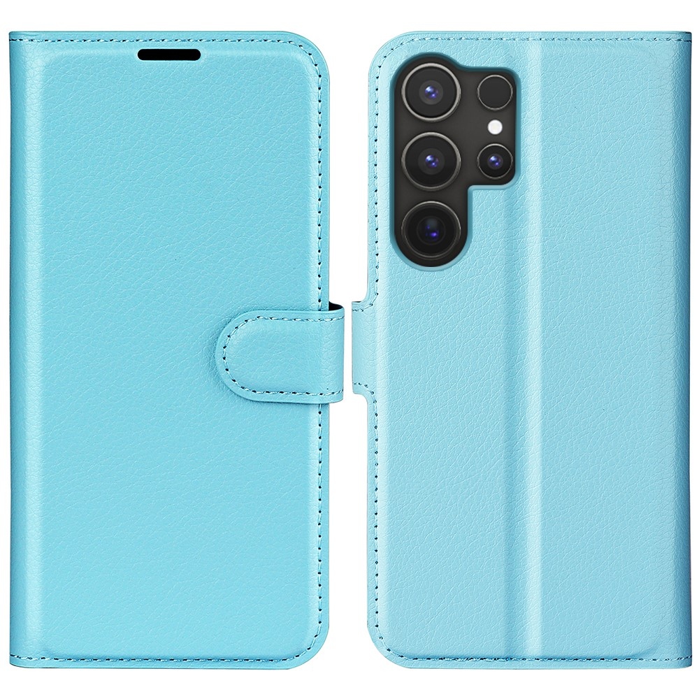 Litchi knížkové pouzdro na Samsung Galaxy S25 Ultra - modré