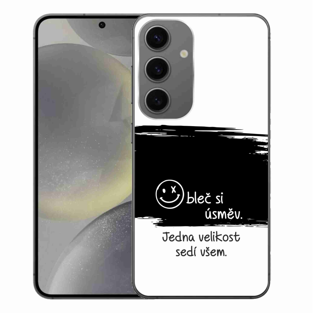 Gelový kryt mmCase na Samsung Galaxy S24+ - vtipný text 8 černobílé pozadí