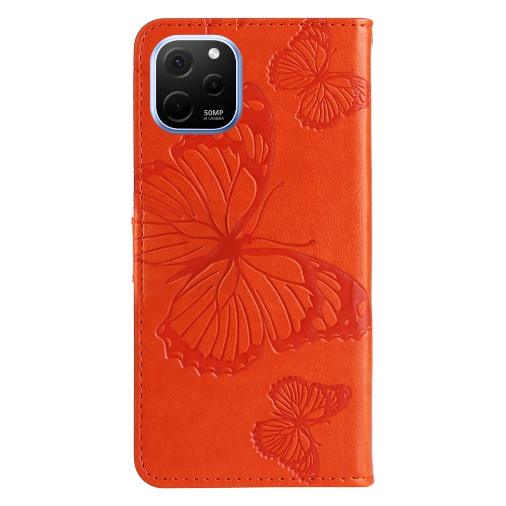 Big Butterfly knížkové pouzdro na Huawei Nova Y61 - oranžové