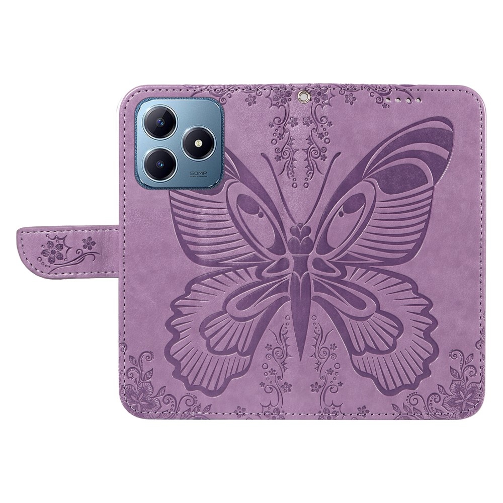 Floral Butterfly knížkové pouzdro na Realme C61/C63 - světlefialové