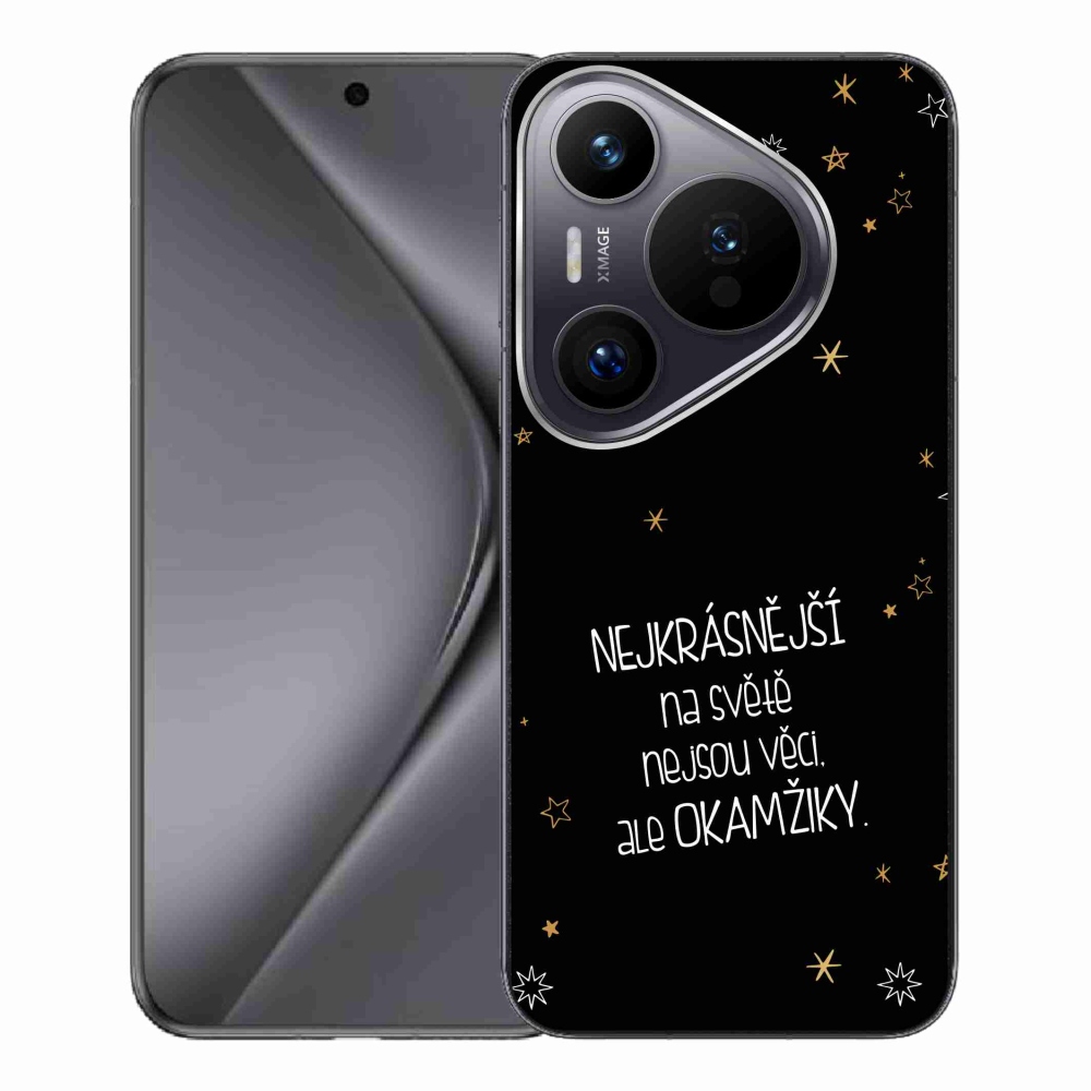 Gelový kryt mmCase na Huawei Pura 70 Pro - citát 4 černé pozadí