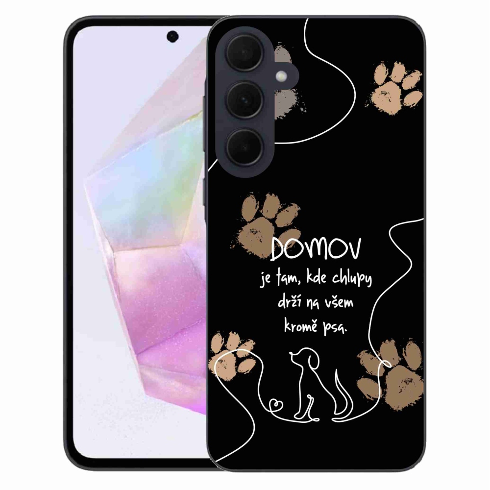 Gelový kryt mmCase na Samsung Galaxy A35 5G - psí motiv černé pozadí