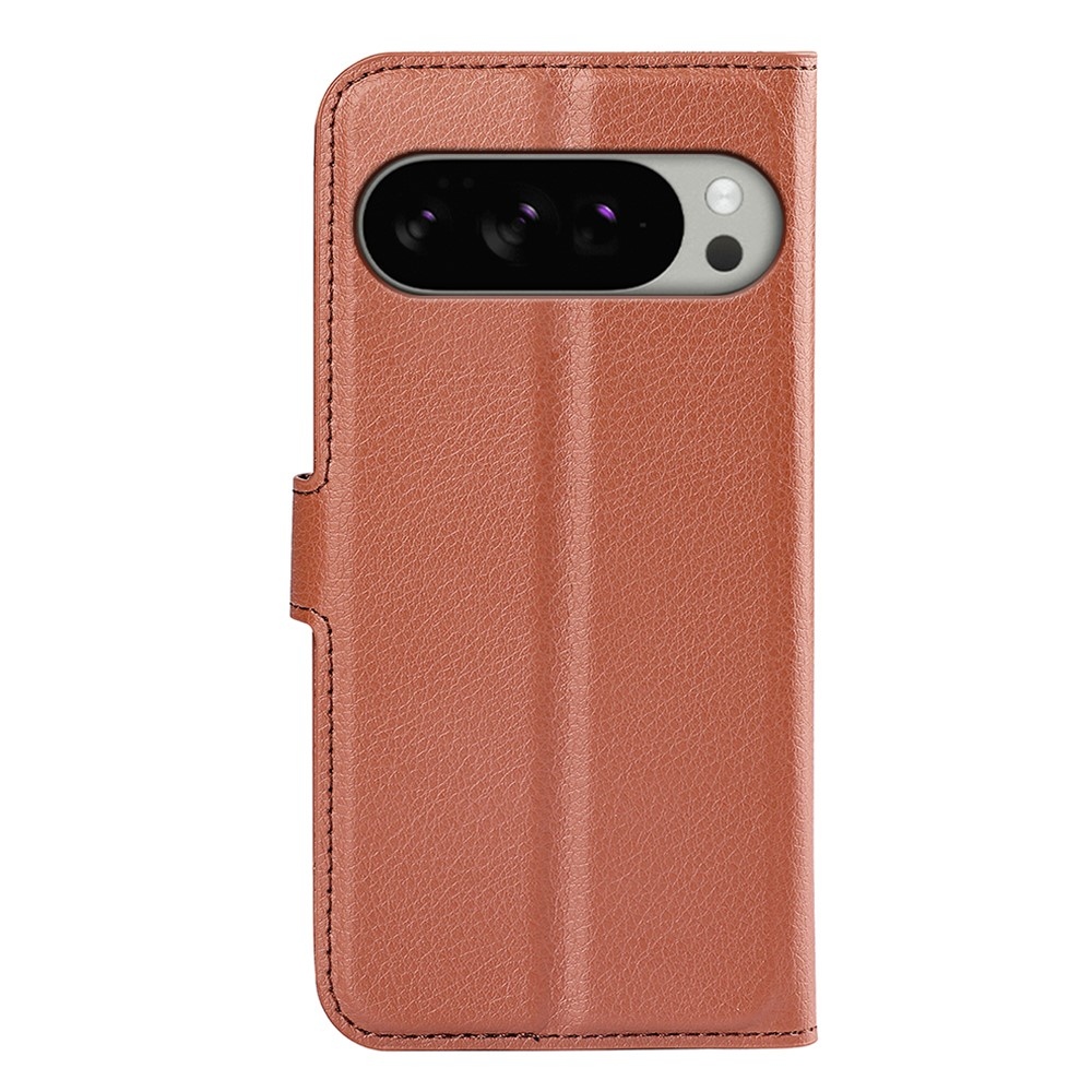 Litchi knížkové pouzdro na Google Pixel 10 Pro XL - hnědé