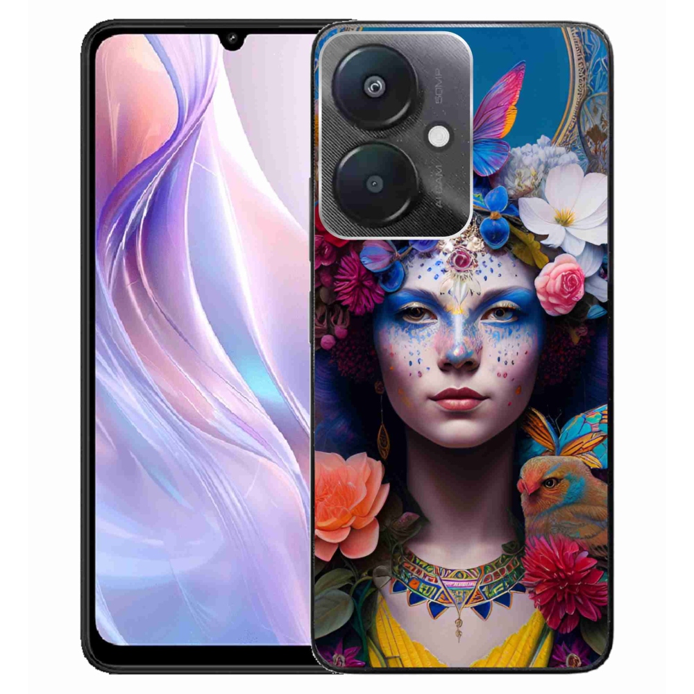 Gelový kryt mmCase na Xiaomi Redmi 13C 5G - žena s květinami