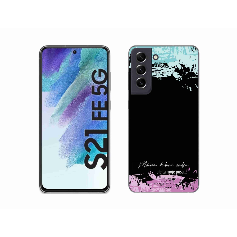 Gelový kryt mmCase na Samsung Galaxy S21 FE 5G - vtipný text 3 černé pozadí