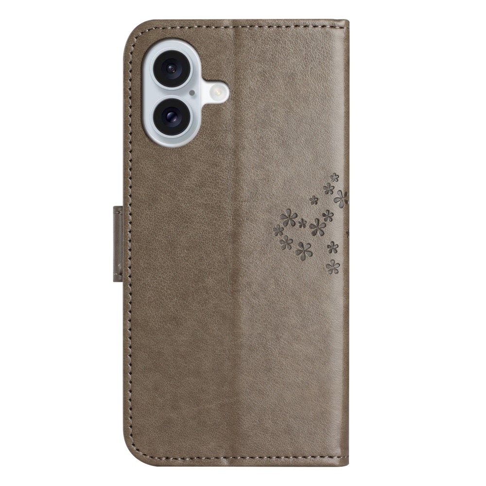 Tree knížkové pouzdro na iPhone 16 - šedé
