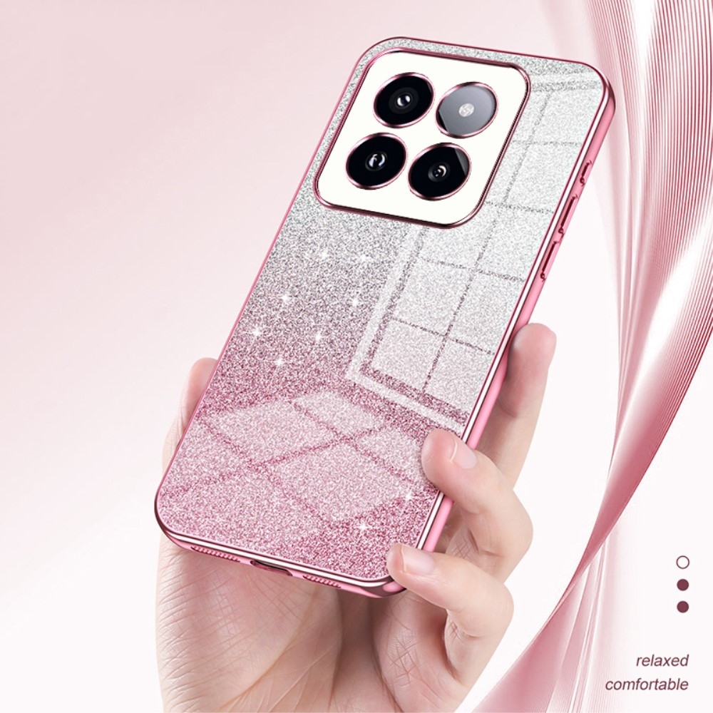 Cut gelový třpytivý obal na Xiaomi 14 Pro - růžový