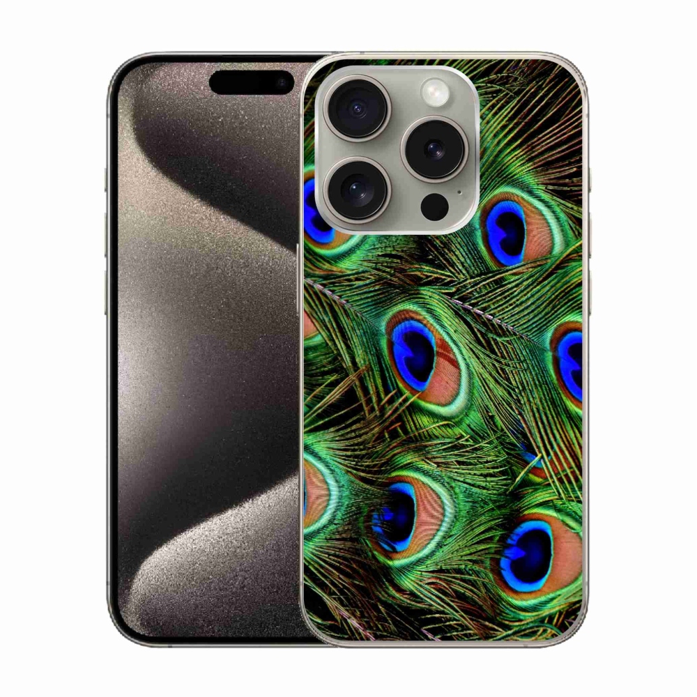 Gelový kryt mmCase na iPhone 15 Pro - paví peří