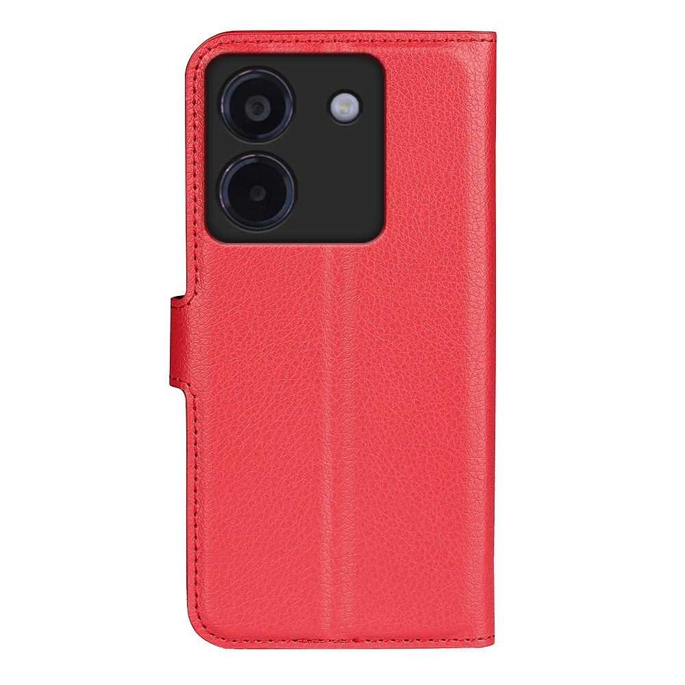 Litchi knížkové pouzdro na Xiaomi Poco M7 Pro 5G - červené