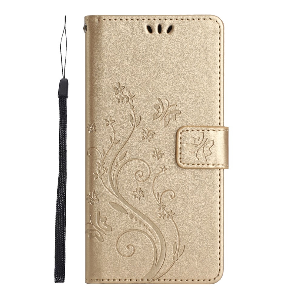 Flowers knížkové pouzdro na Samsung Galaxy A05s - zlaté