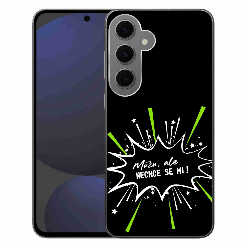 Gelový kryt mmCase na Samsung Galaxy S24 FE - vtipný text 11 černé pozadí