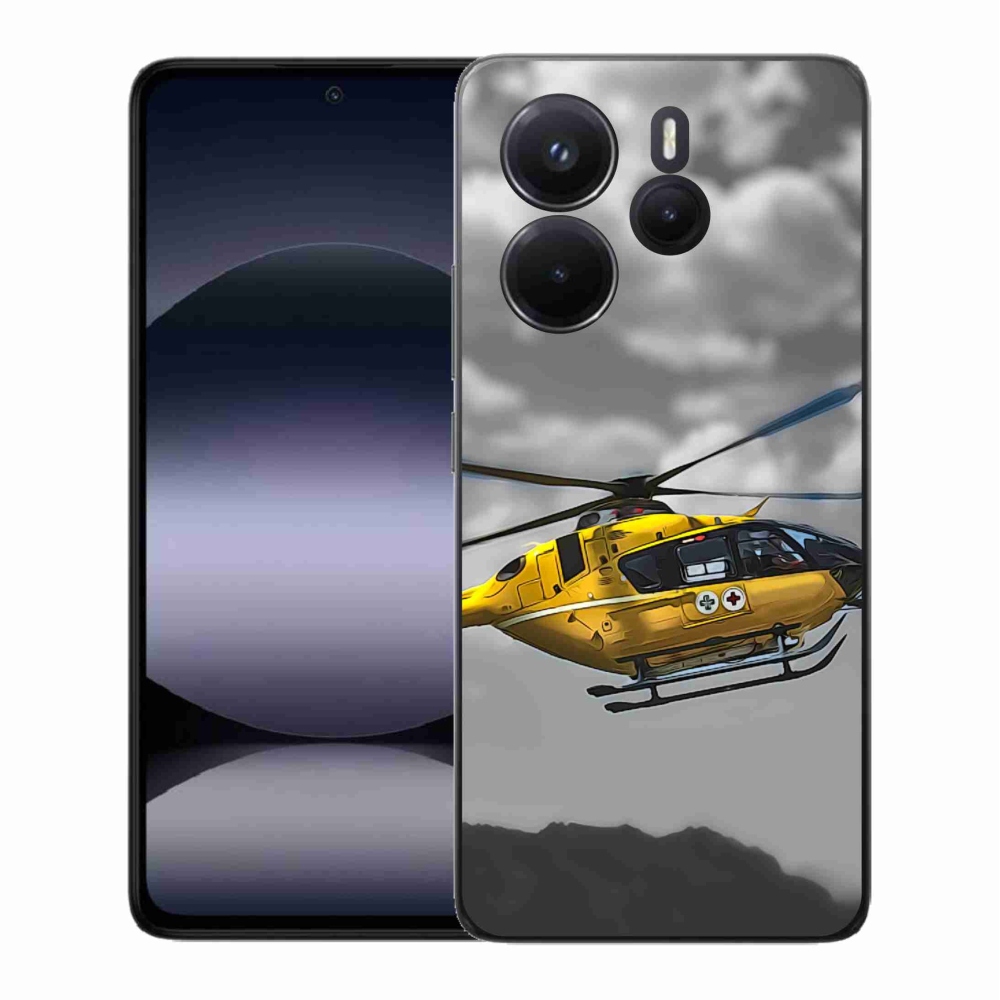 Gelový kryt mmCase na Xiaomi Redmi Note 14 - žlutá helikoptéra
