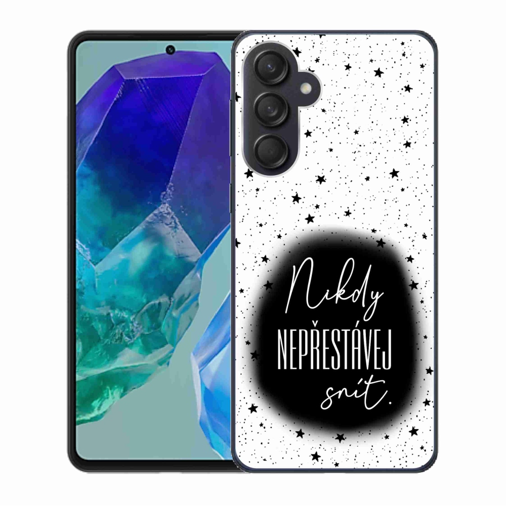 Gelový kryt mmCase na Samsung Galaxy M55 5G - citát 1 černobílé pozadí