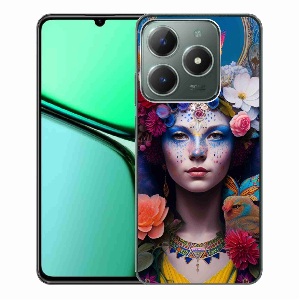 Gelový kryt mmCase na Realme C61 - žena s květinami
