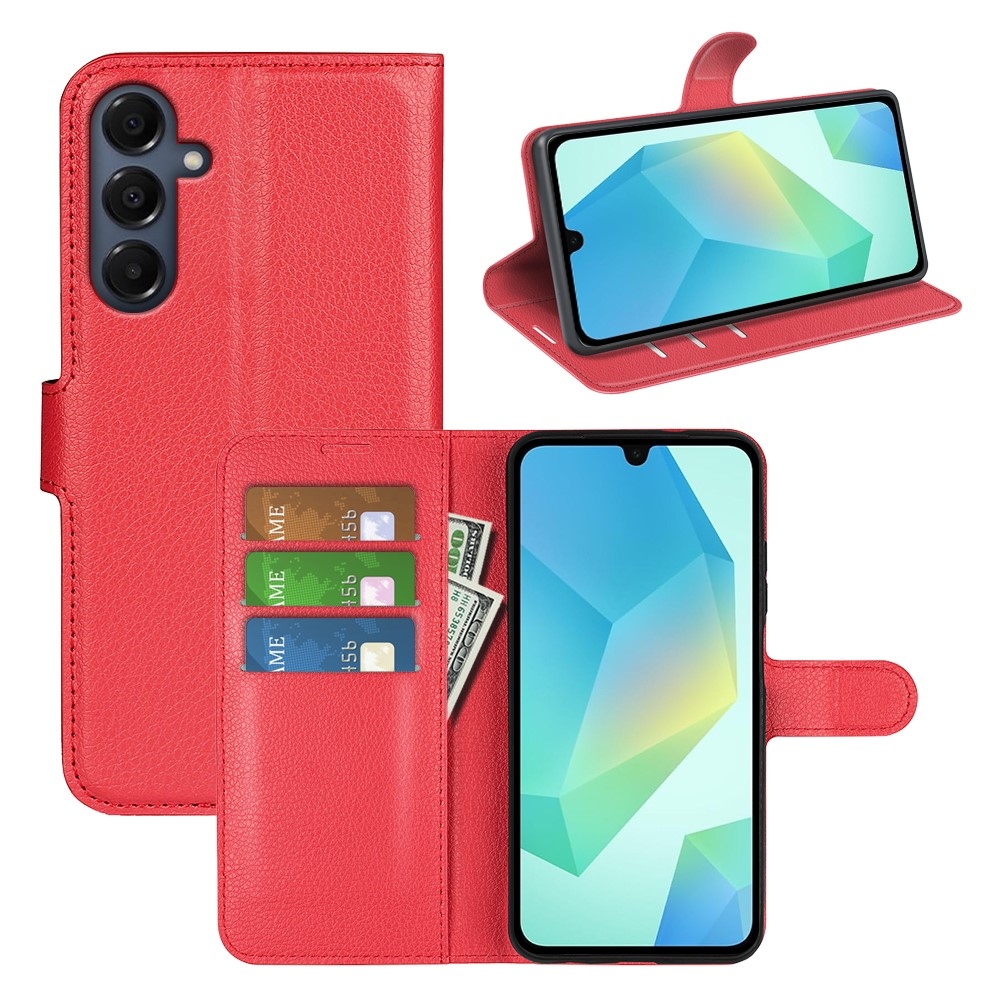 Litchi knížkové pouzdro na Samsung Galaxy A17 5G - červené