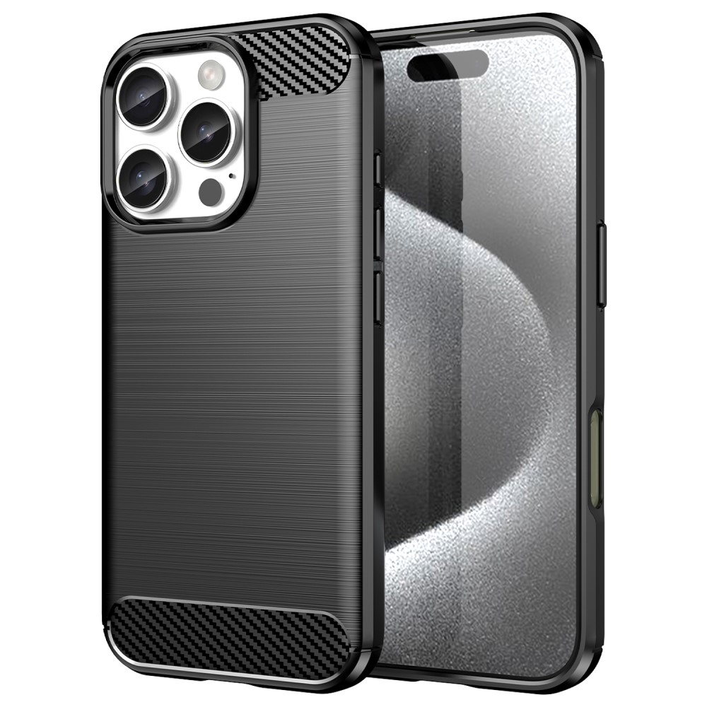 Carbon odolný gelový obal na iPhone 16 Pro - černý