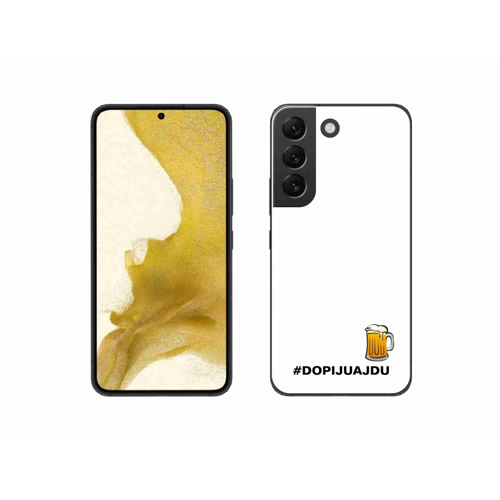 Gelový kryt mmCase na Samsung Galaxy S22 5G - pivní motiv 1 bílé pozadí
