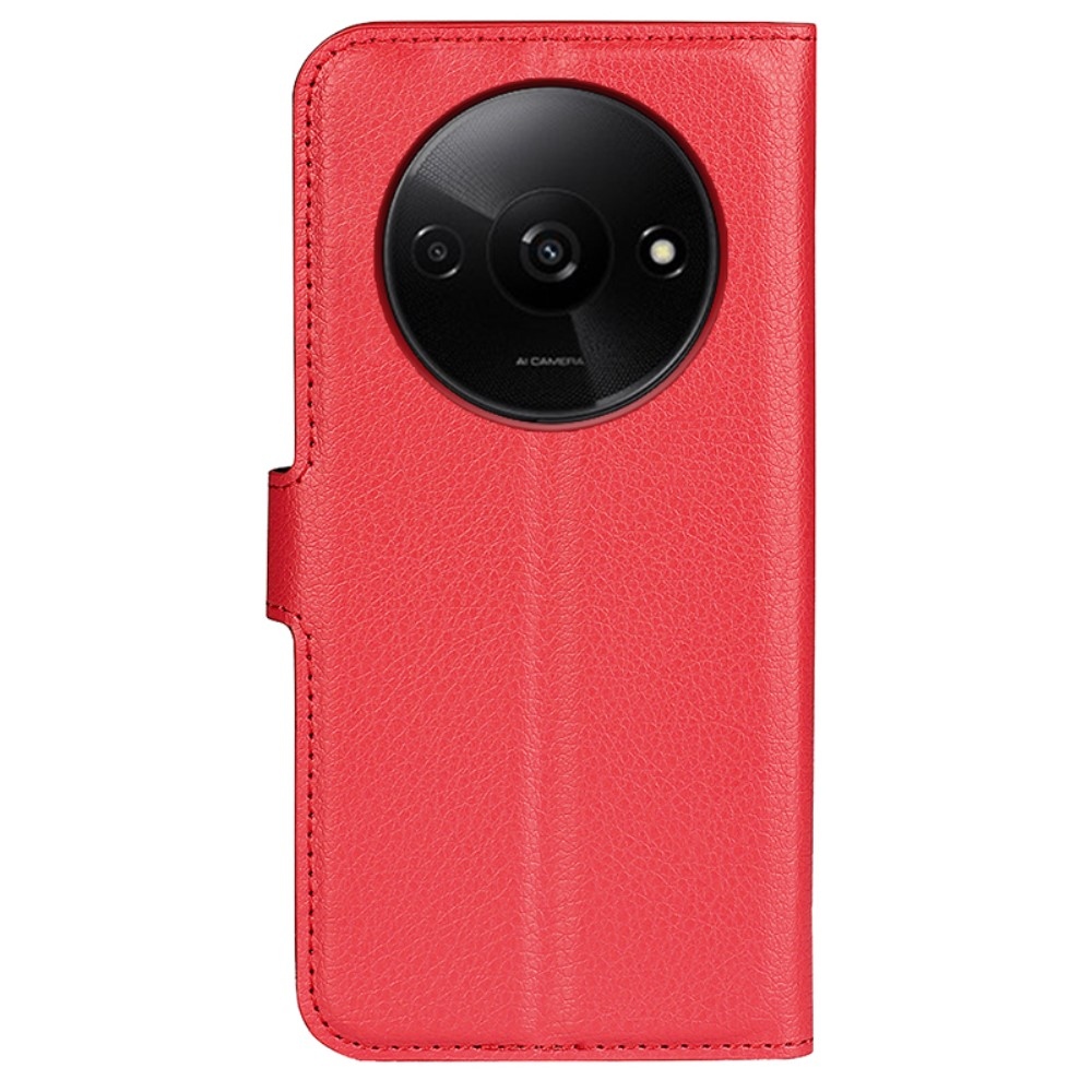 Litchi knížkové pouzdro na Xiaomi Redmi A3 - červené