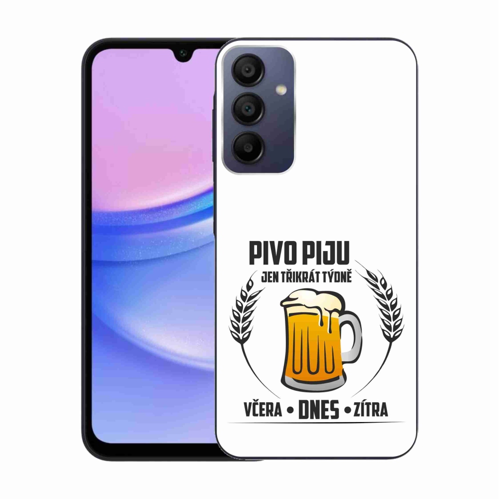 Gelový kryt mmCase na Samsung Galaxy A15 4G/5G - pivní motiv bílé pozadí