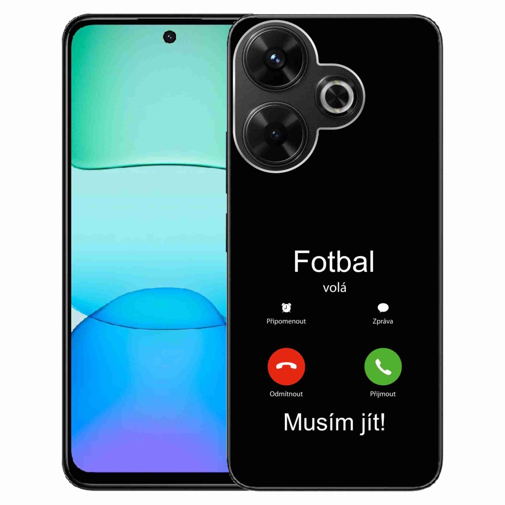 Gelový kryt mmCase na Xiaomi Redmi 13 4G/Poco M6 4G  - fotbal volá černé pozadí