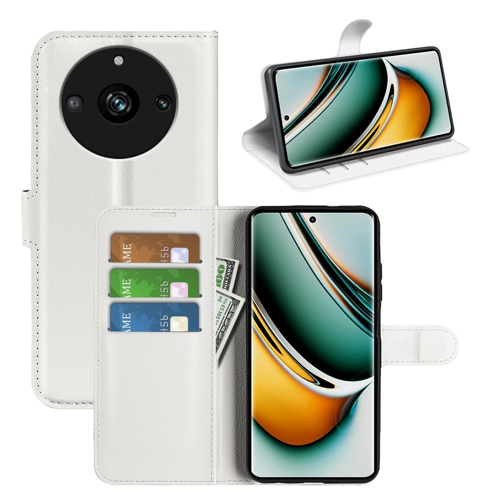 Litchi knížkové pouzdro na Realme 11 Pro 5G/11 Pro+ 5G - bílé