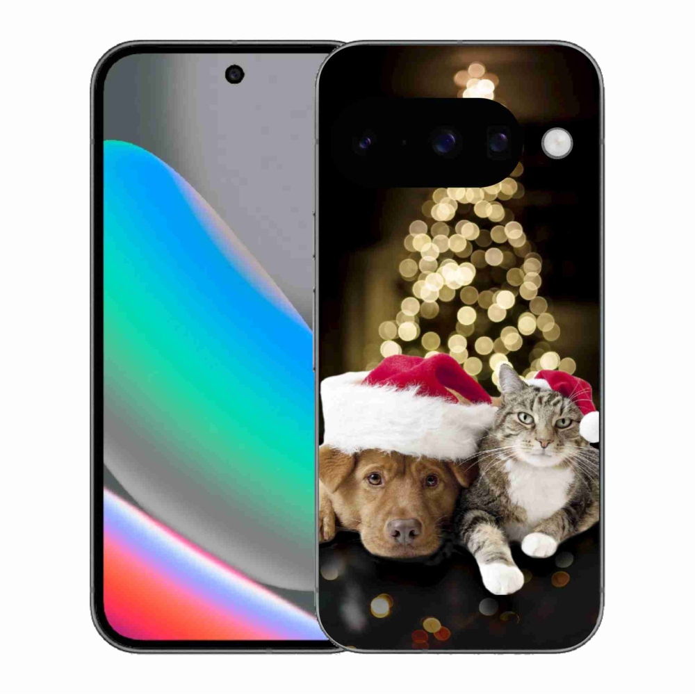 Gelový kryt mmCase na Google Pixel 10 - vánoční pes a kočka