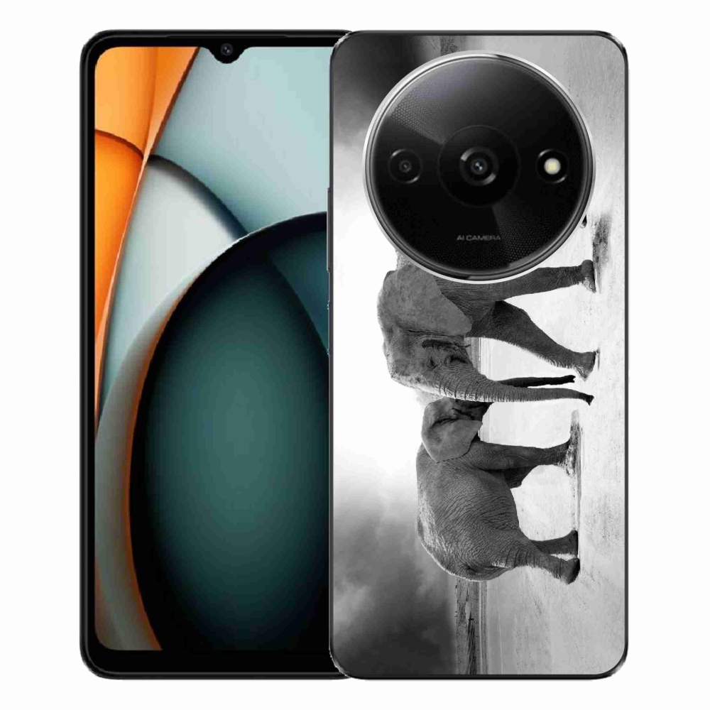 Gelový kryt mmCase na Xiaomi Redmi A3 - černobílí sloni