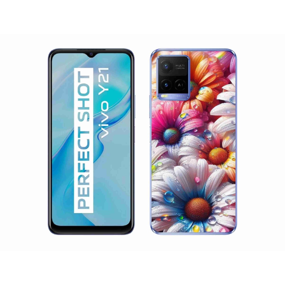 Gelový kryt mmCase na Vivo Y21/Y21s/Y33s - barevné kopretiny