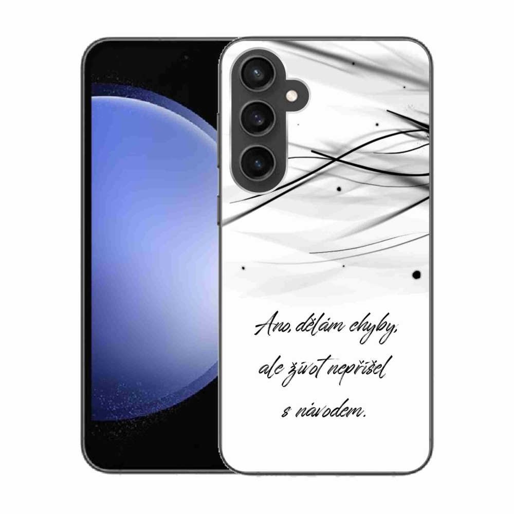 Gelový kryt mmCase na Samsung Galaxy S23 FE - citát bílé pozadí