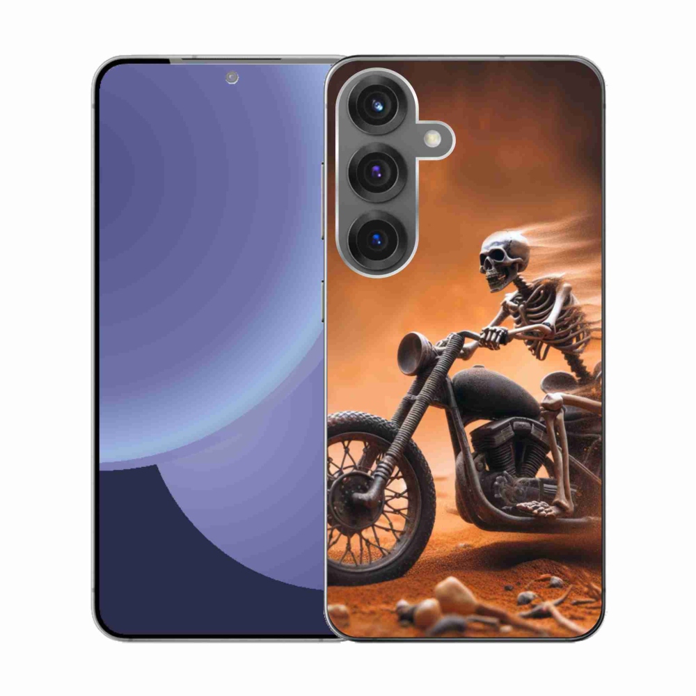 Gelový kryt mmCase na Samsung Galaxy S25 - kostra na motorce