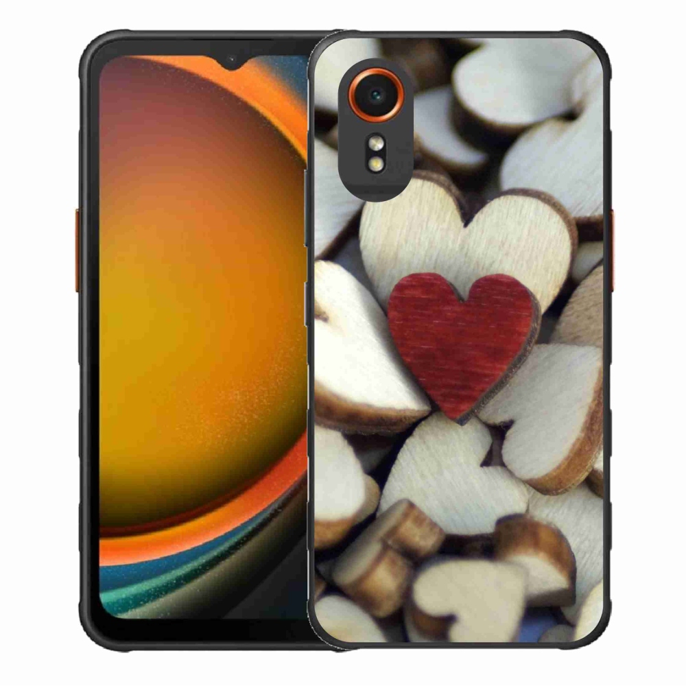 Gelový kryt mmCase na Samsung Galaxy Xcover 7 - gravírované červené srdce 