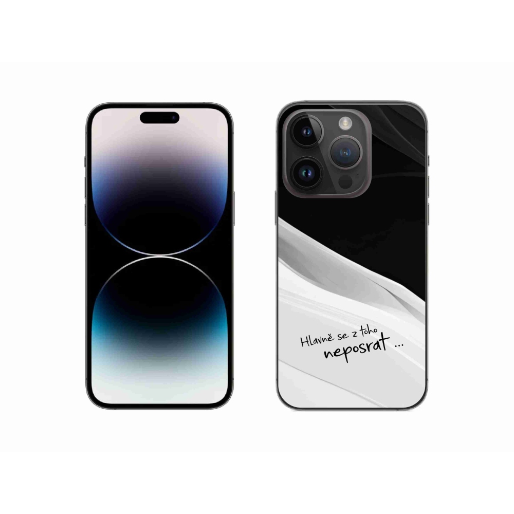 Gelový kryt mmCase na iPhone 14 Pro 6.1 - vtipný text 13 bíločerné pozadí