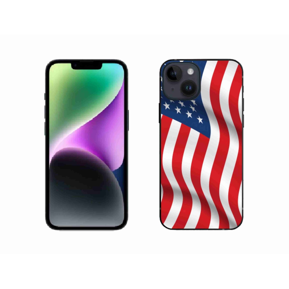 Gelový kryt mmCase na mobil iPhone 14 - USA vlajka