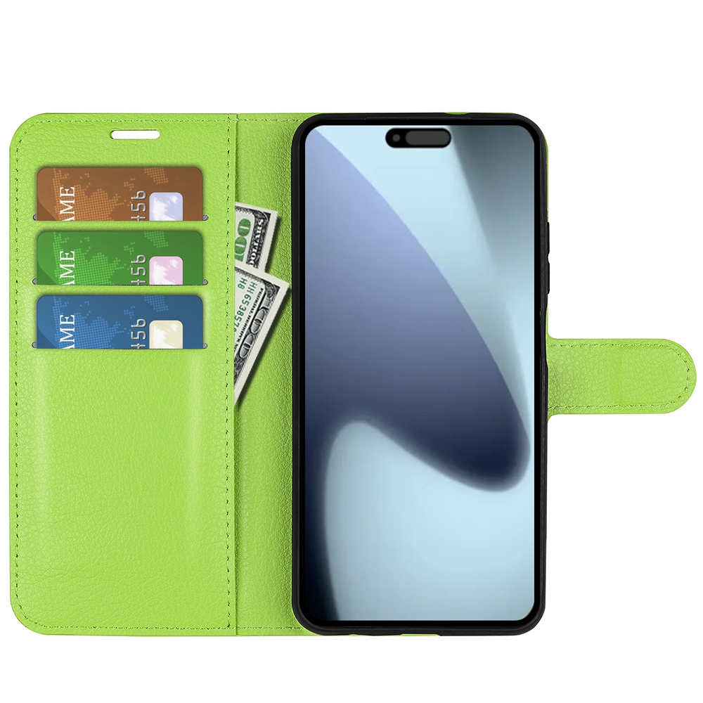 Litchi knížkové pouzdro na iPhone 17 - zelené