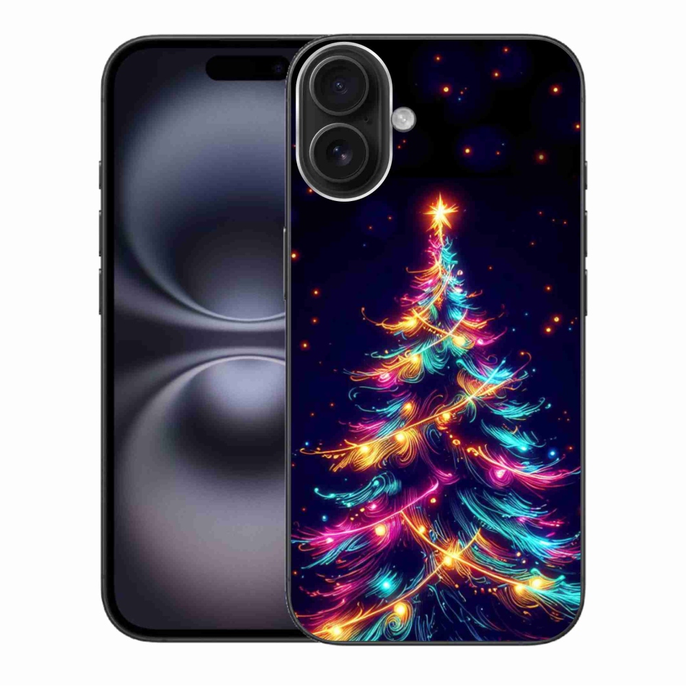 Gelový kryt mmCase na iPhone 16 Plus - neonový vánoční stromek
