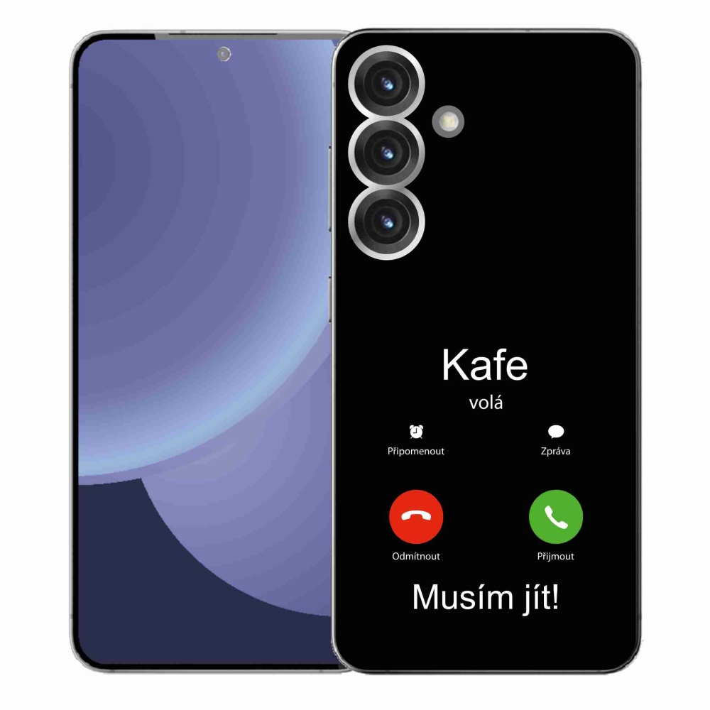Gelový kryt mmCase na Samsung Galaxy S25+ - kafe volá černé pozadí