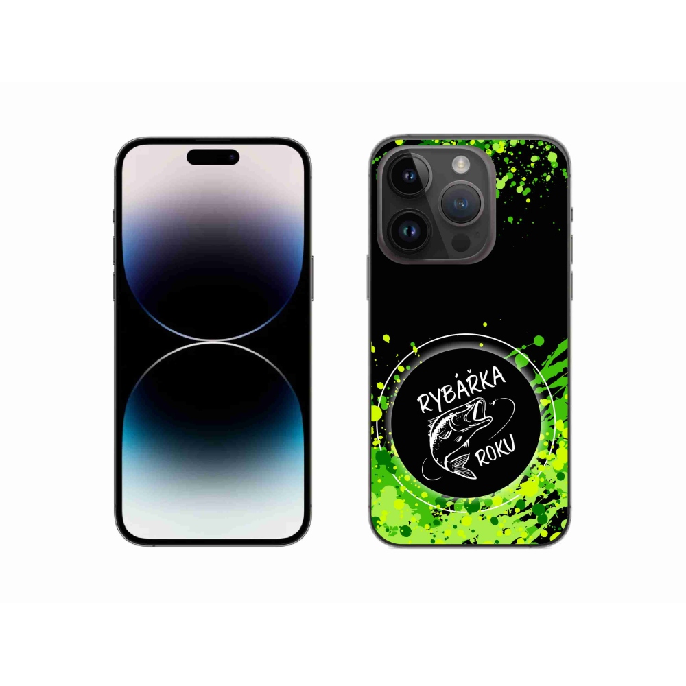 Gelový kryt mmCase na iPhone 14 Pro 6.1 - rybářka roku černé pozadí