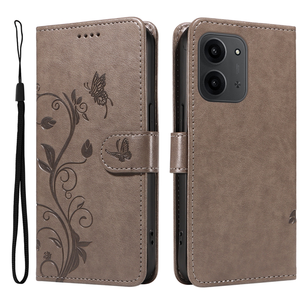 Flowers knížkové pouzdro na Xiaomi Redmi 15C 4G/5G (173mm) - šedé