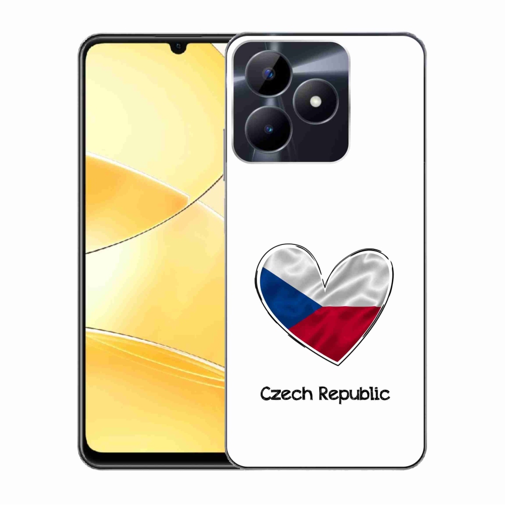 Gelový kryt mmCase na Realme C51/C53 - vlajka srdce bílé pozadí